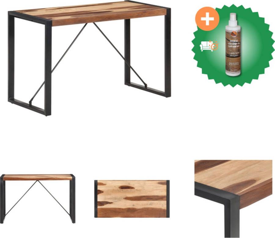 VidaXL Eetkamertafel Industrieel 120 x 60 x 75 cm Acaciahout Rubberwood Sheesham afwerking Tafel Inclusief Houtreiniger en verfrisser