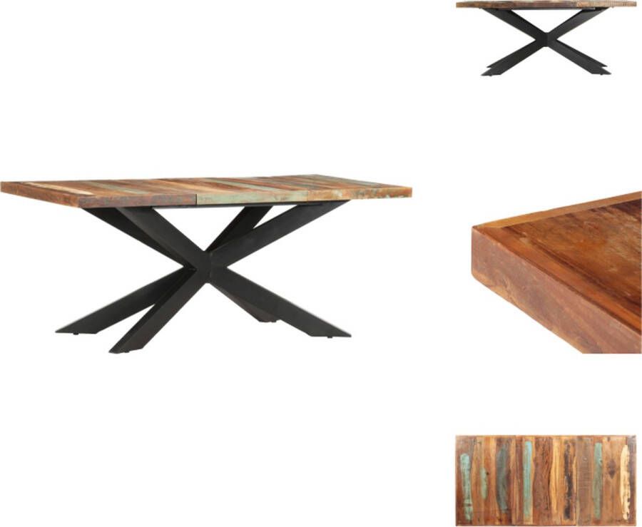 VidaXL Eetkamertafel Industrieel 180x90x76 cm Massief gerecycled hout Gepoedercoat staal Tafel