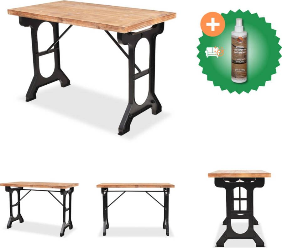 VidaXL Eetkamertafel Industriële Stijl 122 x 65 x 82 cm Staal en Vurenhout Tafel Inclusief Houtreiniger en verfrisser