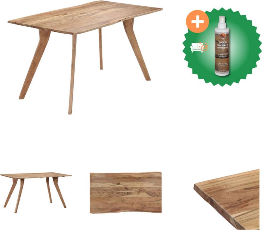VidaXL Eetkamertafel Live-Edge Houtstijl 140 x 80 x 76 cm Massief acaciahout Tafel Inclusief Houtreiniger en verfrisser