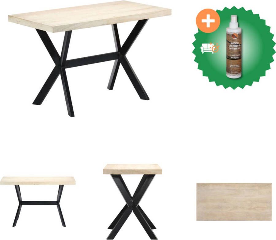 VidaXL Eettafel 120x60x75 cm massief mangohout wit Tafel Inclusief Houtreiniger en verfrisser