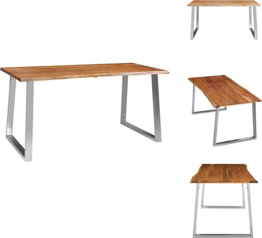 VidaXL Eetkamertafel Massief Acaciahout 160 x 80 x 75 cm Industriële stijl Tafel