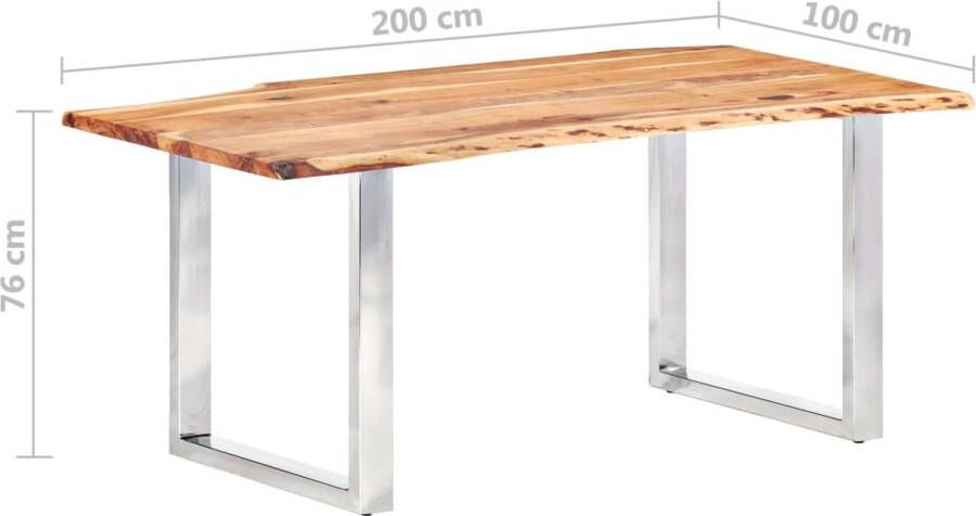 VidaXL -Eetkamertafel-met-natuurlijke-randen-3 8-cm-200-cm-acaciahout - Foto 2