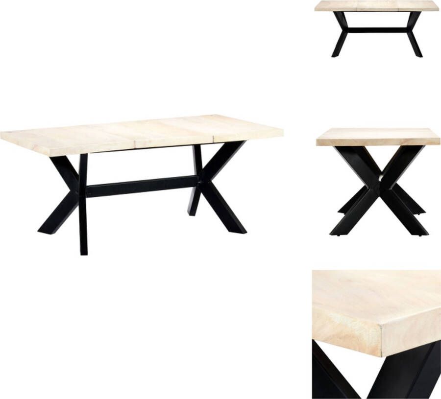 VidaXL Eettafel Eettafels Eetkamertafel Eetkamertafels Eettafel 180x90x75 cm massief mangohout wit