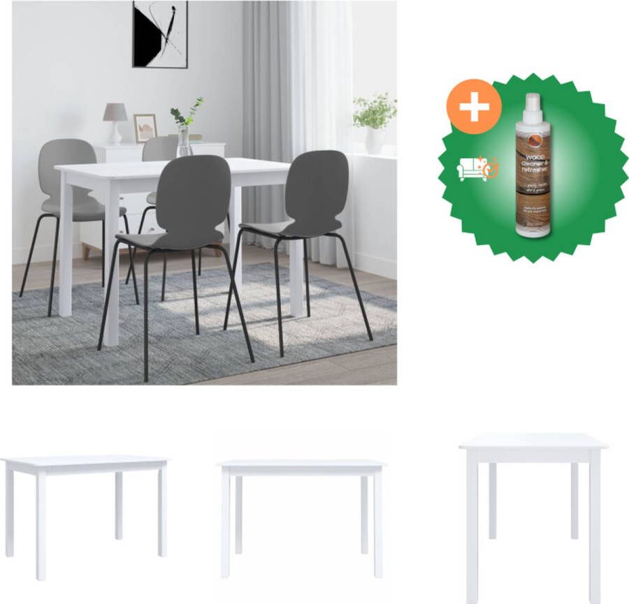 VidaXL Eetkamertafel Rubberwood 114 x 71 x 75 cm Wit Tafel Inclusief Houtreiniger en verfrisser