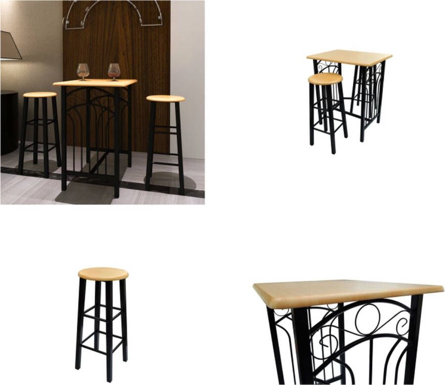 VidaXL Eetset hout met zwart staal tan Eettafel Eettafels Eetstoel Eetstoelen