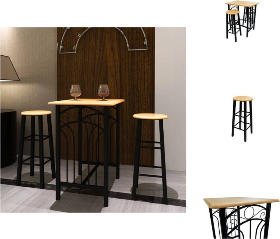 VidaXL Eetset Rechthoekige Ontbijttafel 2 Hoge Stoelen 72.5 x 55 x 82.5 cm Bruingroene Afwerking Set tafel en stoelen