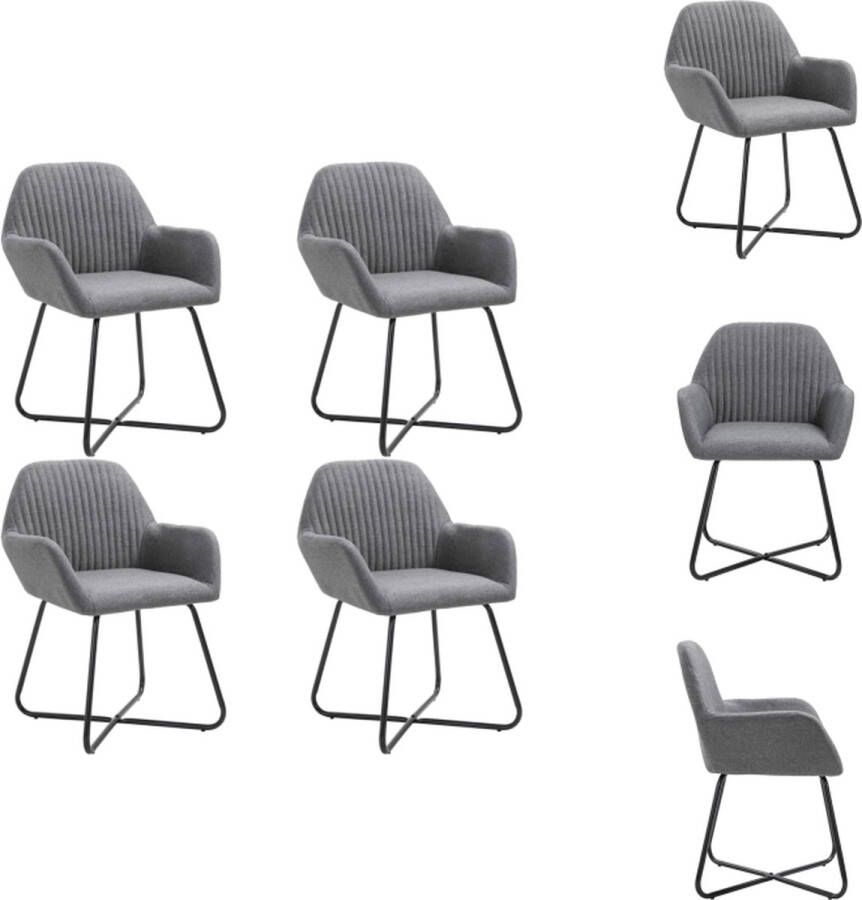 VidaXL Eetkamerstoel Eetkamerstoelen Bijzetstoel Bijzetstoelen Eetkamerstoelen 4 st stof donkergrijs - Foto 3