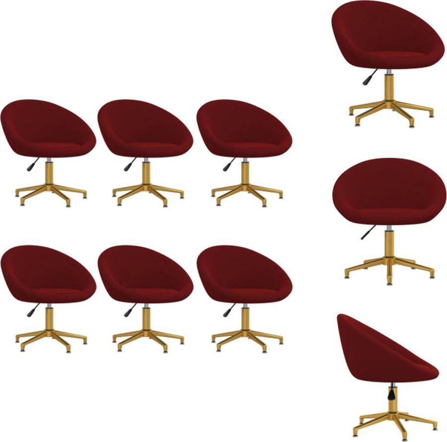 VidaXL Eetstoel Fluwelen Stoel 66.5x58.5x(68-80)cm Wijnrood Eetkamerstoel