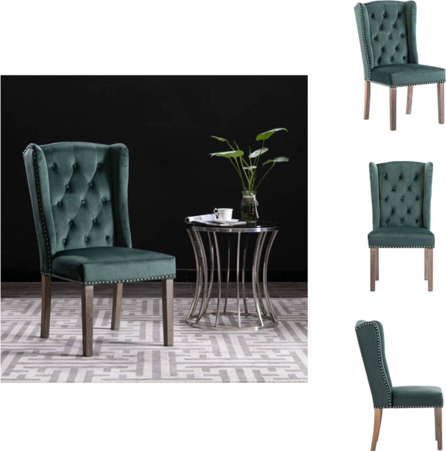 VidaXL Eetkamerstoel Eetkamerstoelen Keukenstoel Keukenstoelen Eetkamerstoel fluweel donkergroen - Foto 2