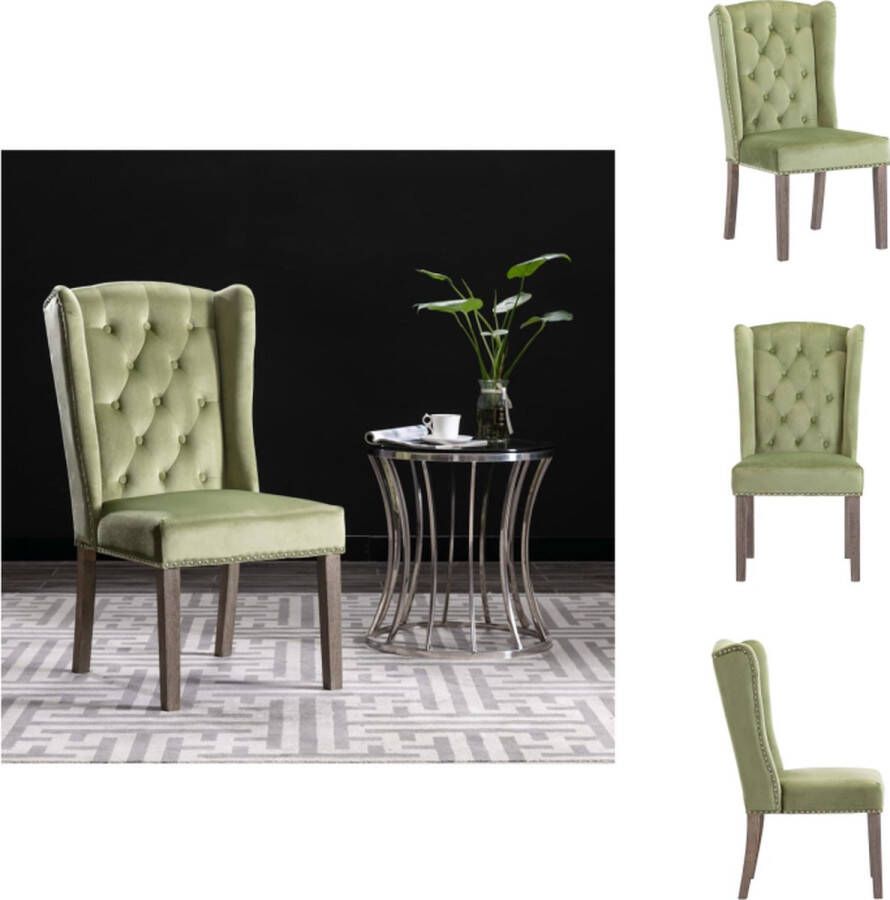 VidaXL Eetkamerstoel Eetkamerstoelen Keukenstoel Keukenstoelen Eetkamerstoel fluweel lichtgroen - Foto 2