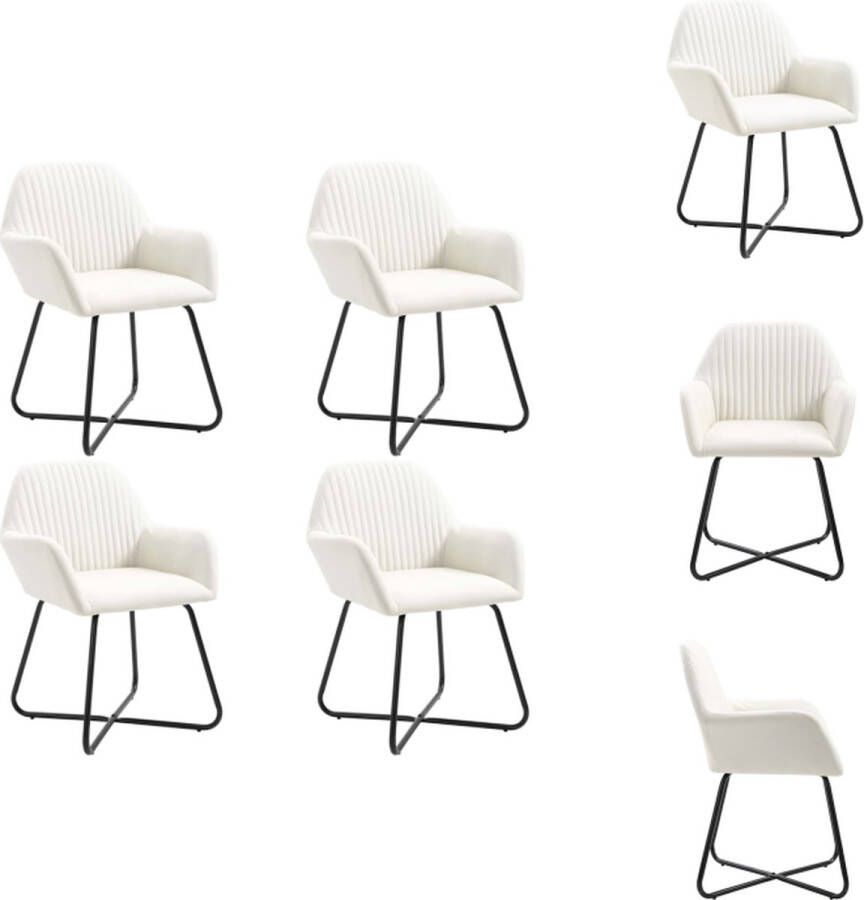 VidaXL Eetstoelen 4 Stuks Stof Crème 61 x 61 x 84 cm Eetkamerstoel