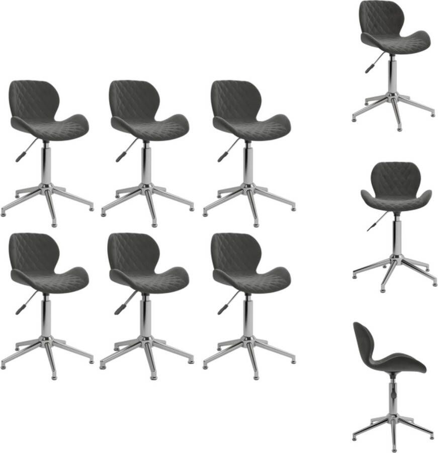 VidaXL Eetstoelen Draaibaar Donkergrijs 39 x 51 cm Staal Fluweel Eetkamerstoel