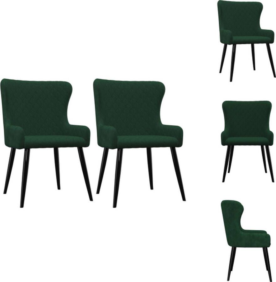 vidaXL Eetstoelen Eetkamerstoelen 60 x 55 x 84 cm Fluweel Groen Eetkamerstoel