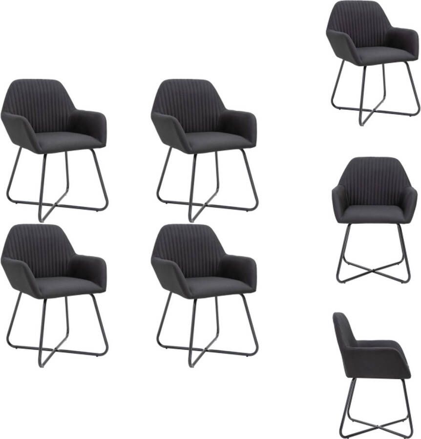 VidaXL Eetkamerstoel Eetkamerstoelen Bijzetstoel Bijzetstoelen Eetkamerstoelen 4 st stof zwart - Foto 2