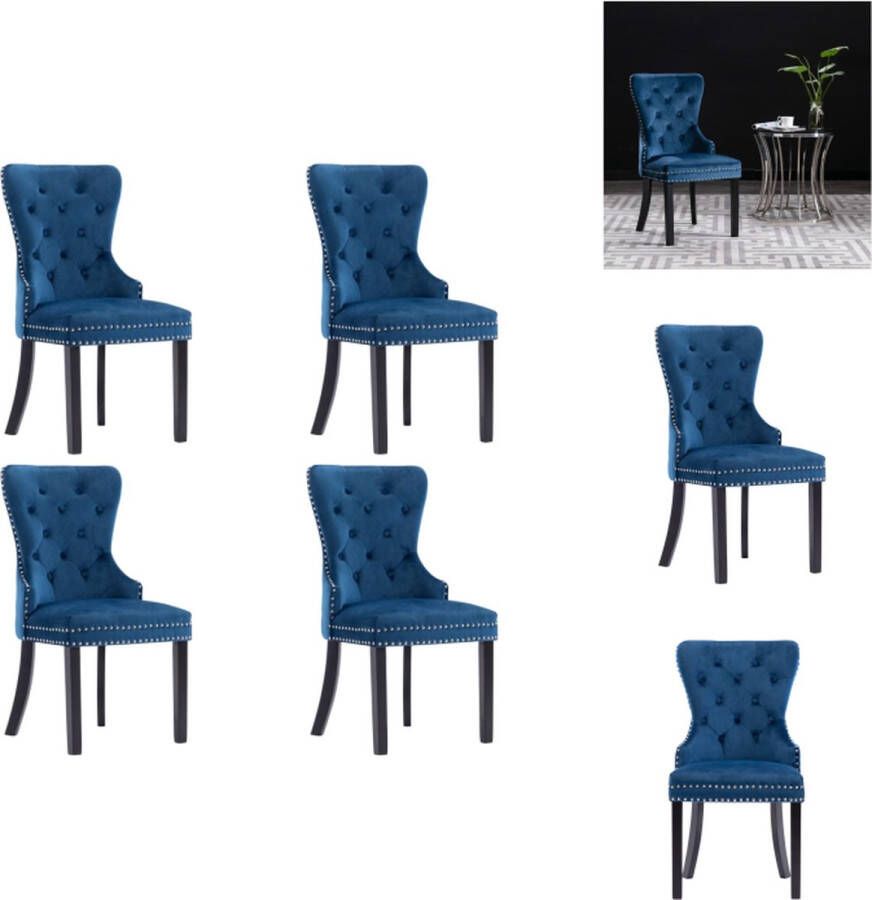 VidaXL Eetkamerstoel Eetkamerstoelen Keukenstoel Keukenstoelen Eetkamerstoelen 4 st fluweel blauw