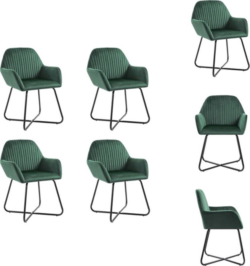 VidaXL Eetstoelen Fluwelen Set Groen 61x61x84 cm Comfortabel en stabiel Eetkamerstoel - Foto 1