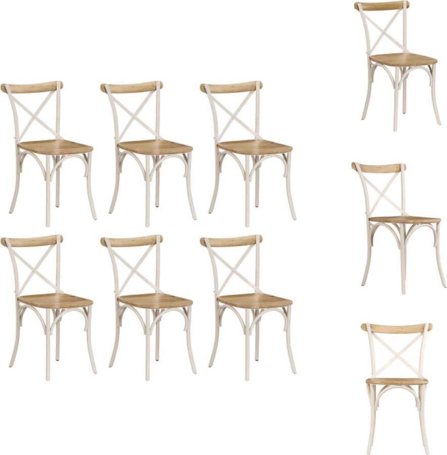 VidaXL Kruisstoel Kruisstoelen Kruis Stoel Kruis Stoelen Kruisstoelen 6 st massief mangohout wit