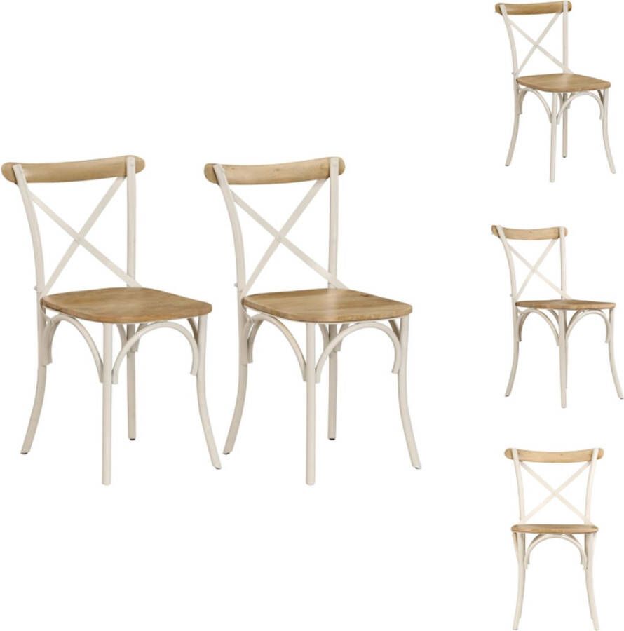 VidaXL Kruisstoel Kruisstoelen Kruis Stoel Kruis Stoelen Kruisstoelen 2 st massief mangohout wit - Foto 2
