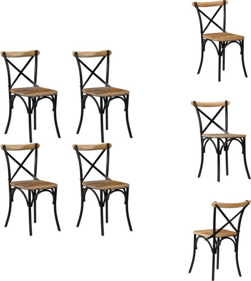VidaXL Kruisstoel Kruisstoelen Kruis Stoel Kruis Stoelen Kruisstoelen 4 st massief mangohout zwart