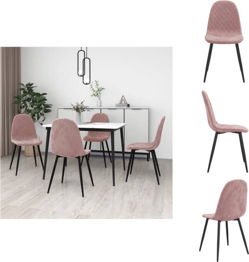 vidaXL Eetstoelen Minimalistisch en Elegant Keukenstoelen 45x53.5x87 cm Roze Fluweel Eetkamerstoel