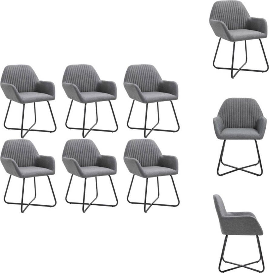 VidaXL Eetstoelen Set Donkergrijs 6 Stuks 61x61x84 cm Stof Gepoedercoat Staal Eetkamerstoel