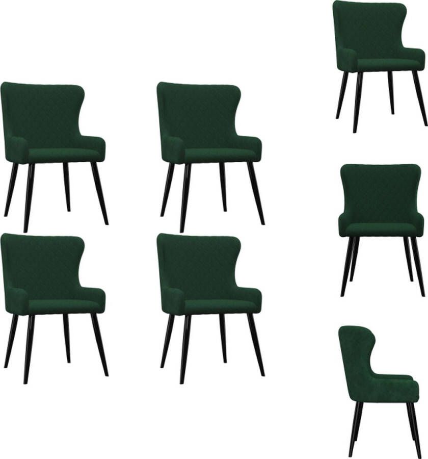 VidaXL Eetstoelen Set Groen Fluweel 60 x 55 x 84 cm Ergonomisch design Eetkamerstoel