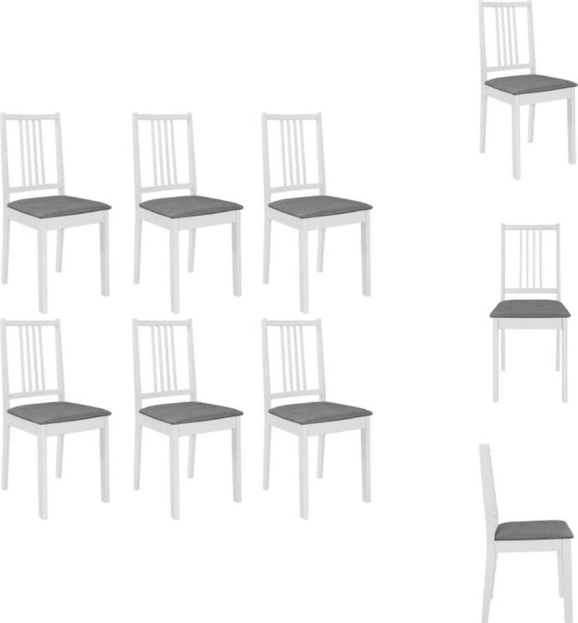 vidaXL Eetstoelen set Klassiek 6-delig Massief Hout 40x49x88.5cm Wit en Grijs Eetkamerstoel