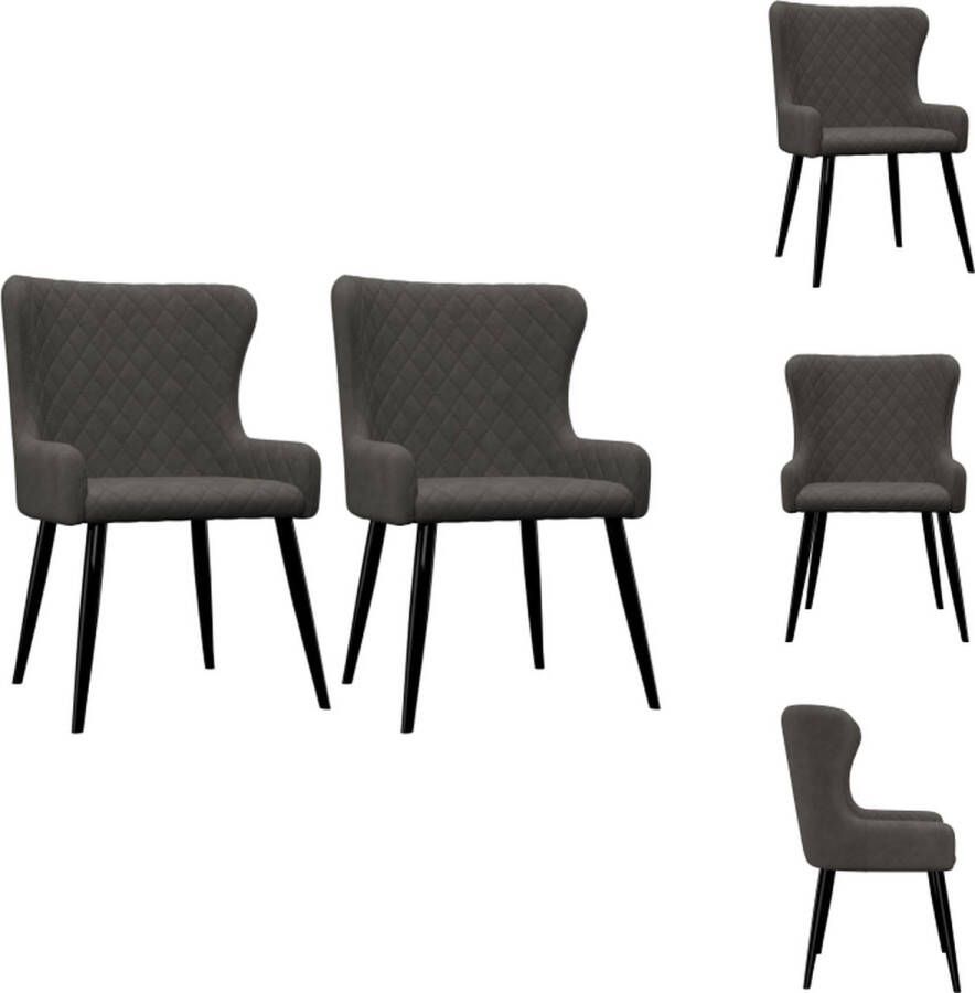 VidaXL Eetstoelen Set van 2 Fluweel Grijs 60 x 55 x 84 cm Eetkamerstoel