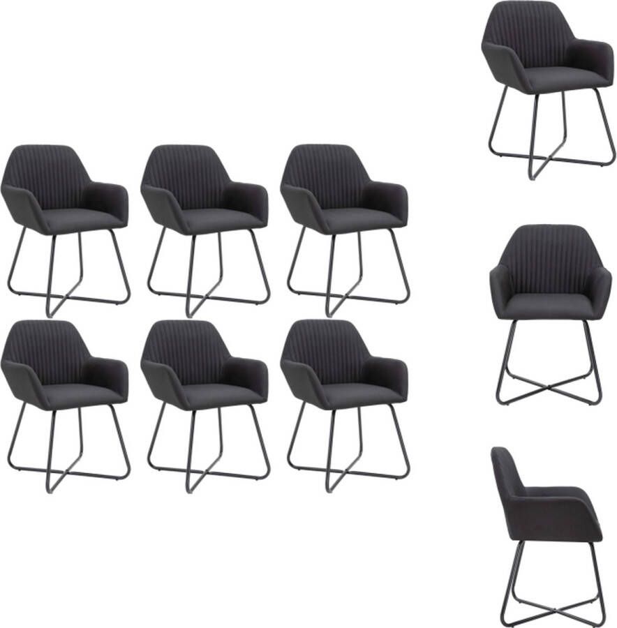 vidaXL Eetstoelen Set Zwart 6 Stoelen Stof 61x61x84 cm Ergonomisch ontwerp Eetkamerstoel