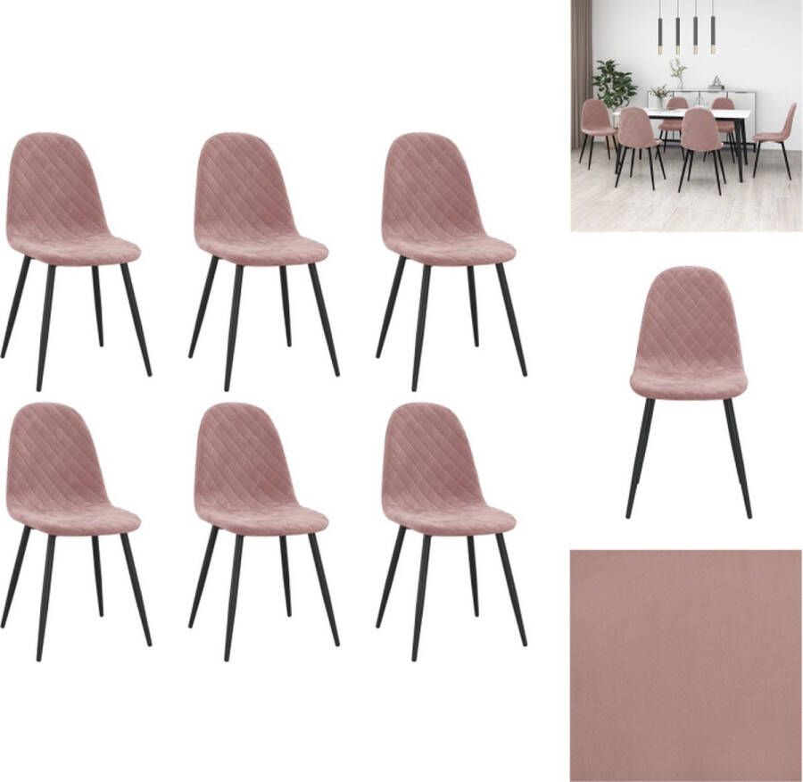 VidaXL Eetstoelen Velvet Roze 45x53.5x87 cm Ergonomisch design Eetkamerstoel