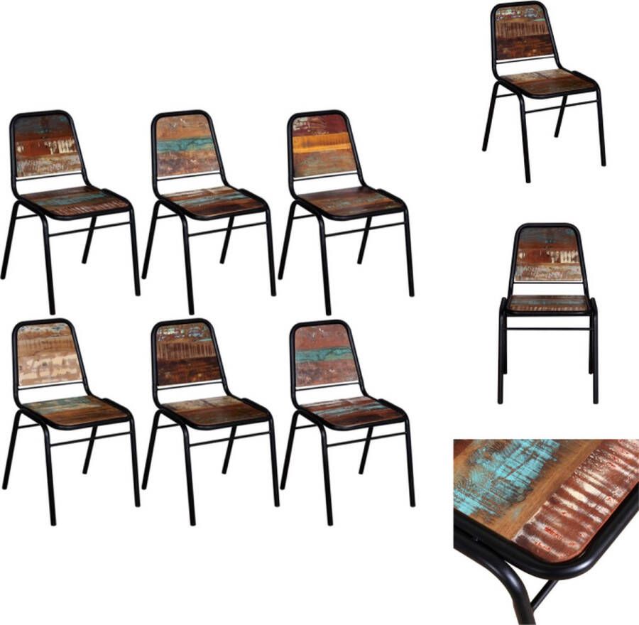 VidaXL Eetstoel Eetstoelen Eetkamerstoel Eetkamerstoelen 6 st massief gerecycled hout - Foto 2
