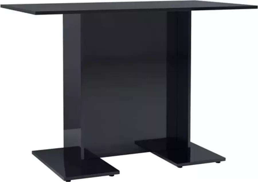 VIDAXL Eettafel 110x60x75 cm bewerkt hout hoogglans zwart - Foto 2