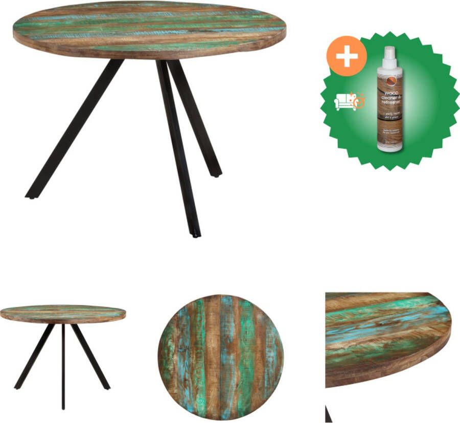VidaXL Eettafel 110x75 cm massief gerecycled hout Tafel Inclusief Houtreiniger en verfrisser