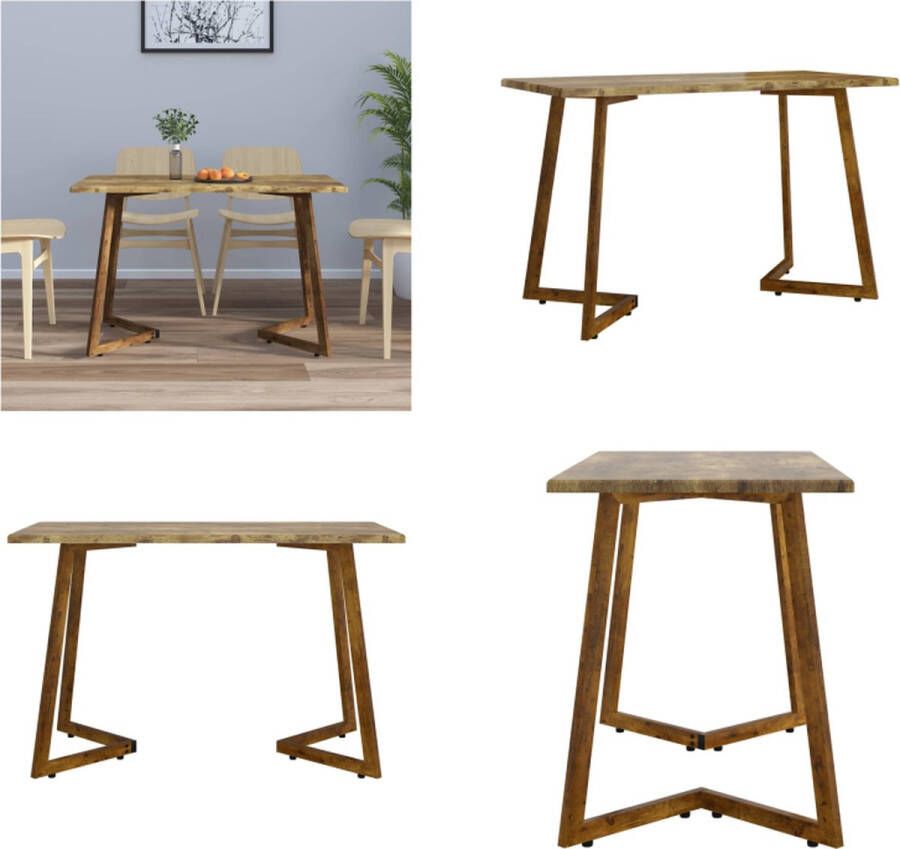 VidaXL Eettafel 120x60x74 cm MDF en ijzer donkerbruin Eettafel Eettafels Eetkamertafel Keukentafel