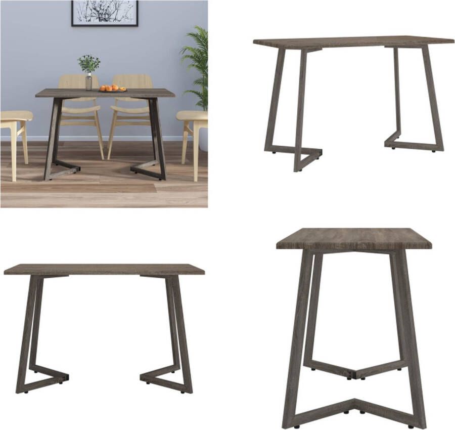 VidaXL Eettafel 120x60x74 cm MDF en ijzer grijs Eettafel Eettafels Eetkamertafel Keukentafel