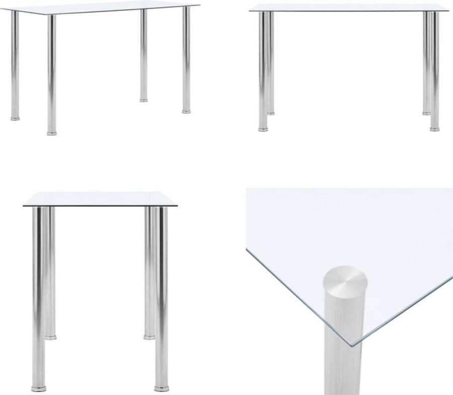 VidaXL Eettafel 120x60x75 cm gehard glas transparant Eettafel Eettafels Eetkamertafel Eetkamertafels