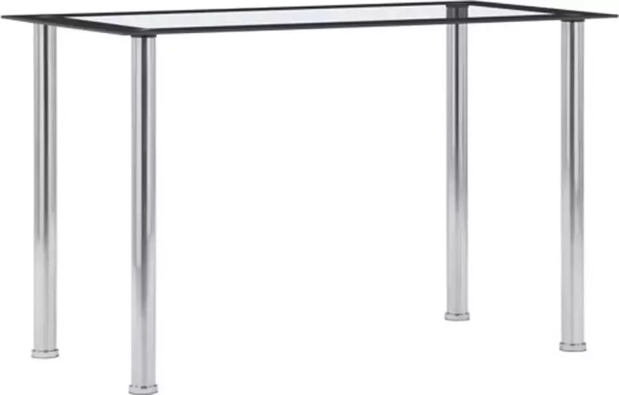 VidaXL -Eettafel-120x60x75-cm-gehard-glas-zwart-en-transparant - Foto 2