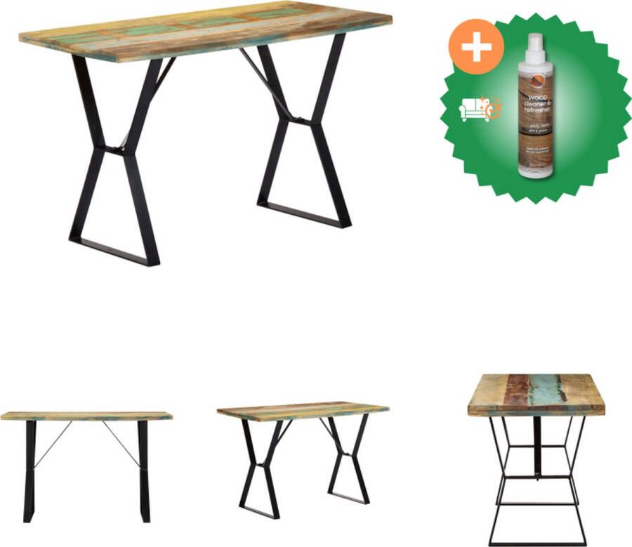 VidaXL Eettafel Vintage Stijl Houten Tafelblad Meerkleurig 120 x 60 x 76 cm Tafel Inclusief Houtreiniger en verfrisser