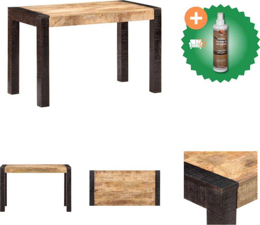 VidaXL Eettafel 120x60x76 cm massief ruw mangohout Tafel Inclusief Houtreiniger en verfrisser