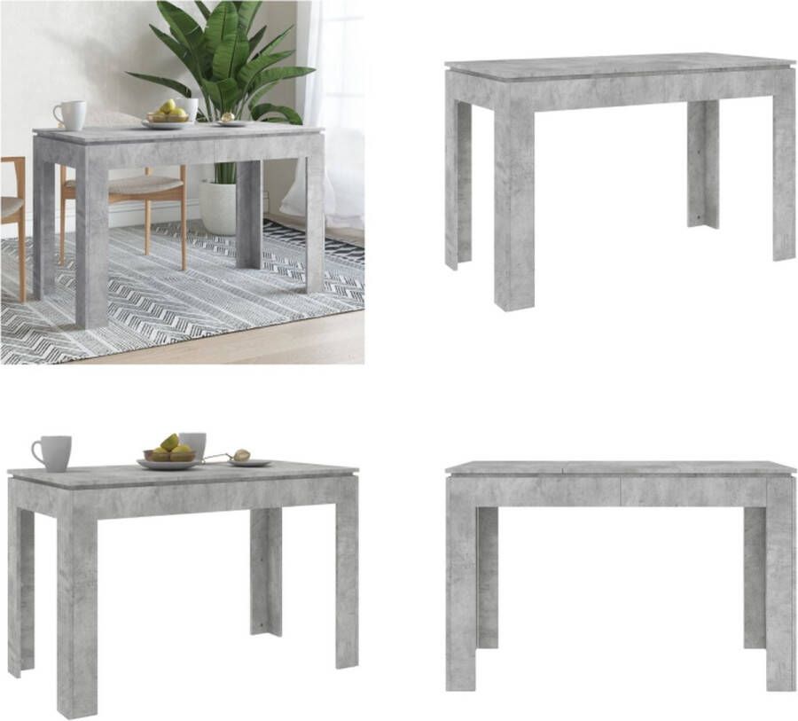 VidaXL Eettafel 120x60x76 cm bewerkt hout betongrijs Eettafel Eettafels Eetkamertafel Eetkamertafels - Foto 2