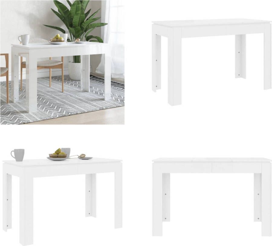 vidaXL Eettafel 120x60x76 cm spaanplaat hoogglans wit Eettafel Eettafels Eetkamertafel Eetkamertafels