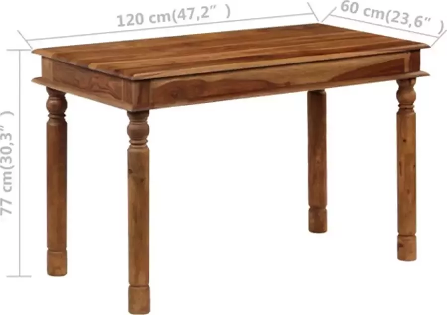 VidaXL -Eettafel-120x60x77-cm-massief-sheeshamhout - Foto 4