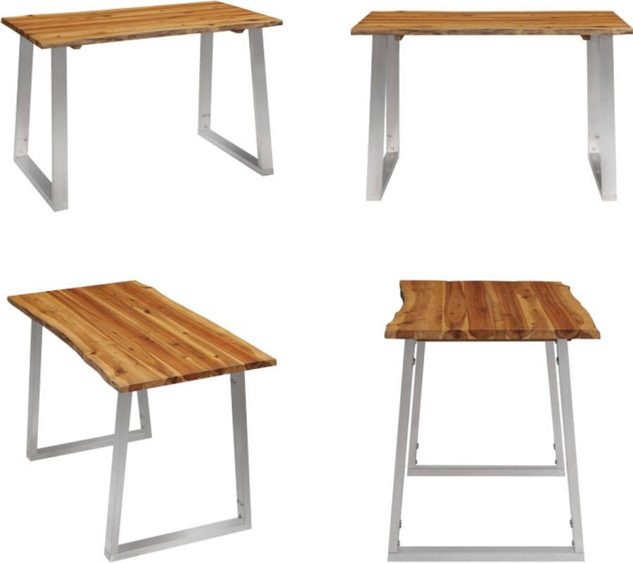 VidaXL Eettafel 120x65x75 cm massief acaciahout en roestvrij staal Eettafel Eettafels Eetkamertafel Eetkamertafels