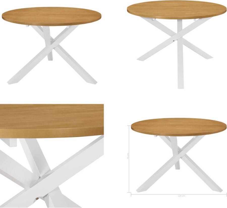 VidaXL Eettafel 120x75 cm MDF wit Eettafel Eettafels Eetkamertafel Eetkamertafels