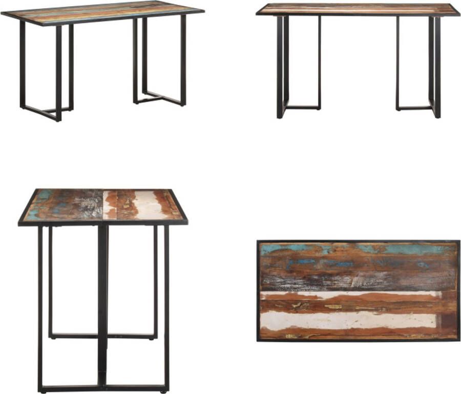VidaXL Eettafel 140 cm massief gerecycled hout Industriele Eettafel Hout Vintage Eettafel Tweedehands Eettafel Multifunctionele Eettafel Salontafel Keuken Tafel Eettafel Eettafels Eetkamertafel Eetkamertafels