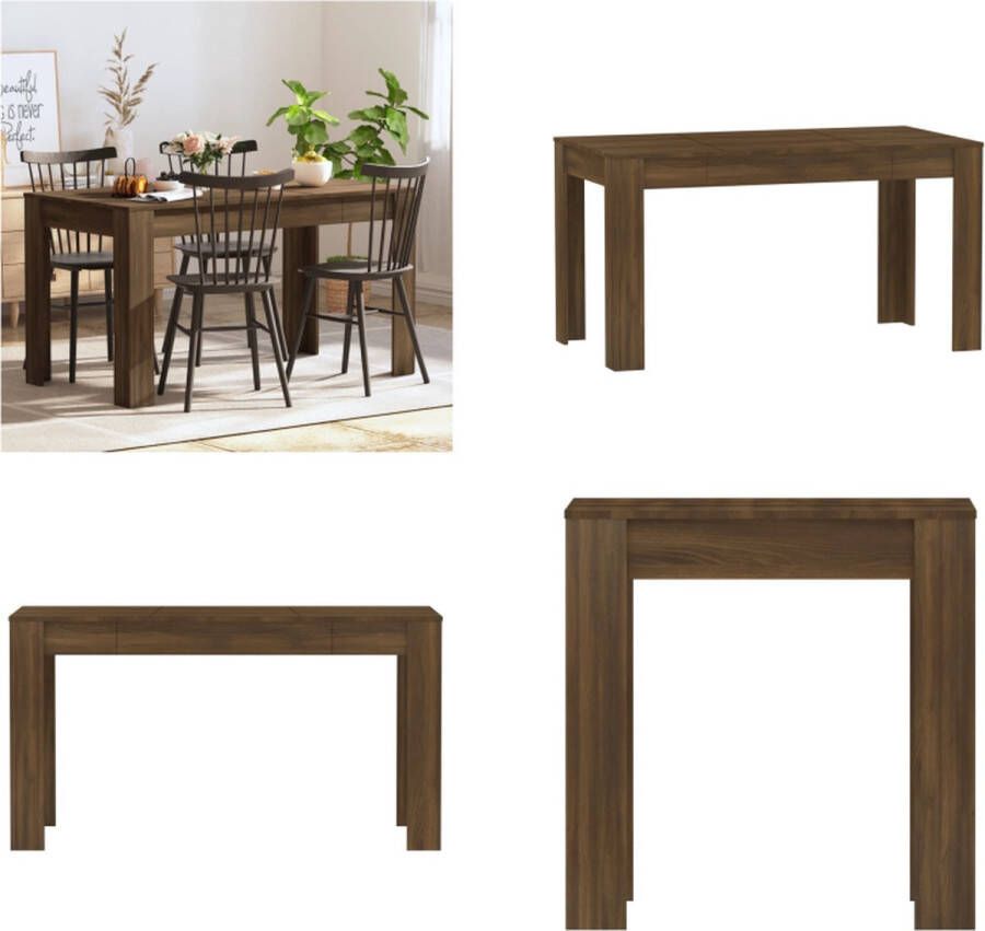 VidaXL Eettafel 140x74-5x76 cm bewerkt hout bruineikenkleurig Eettafel Eettafels Eetkamertafel Keukentafel
