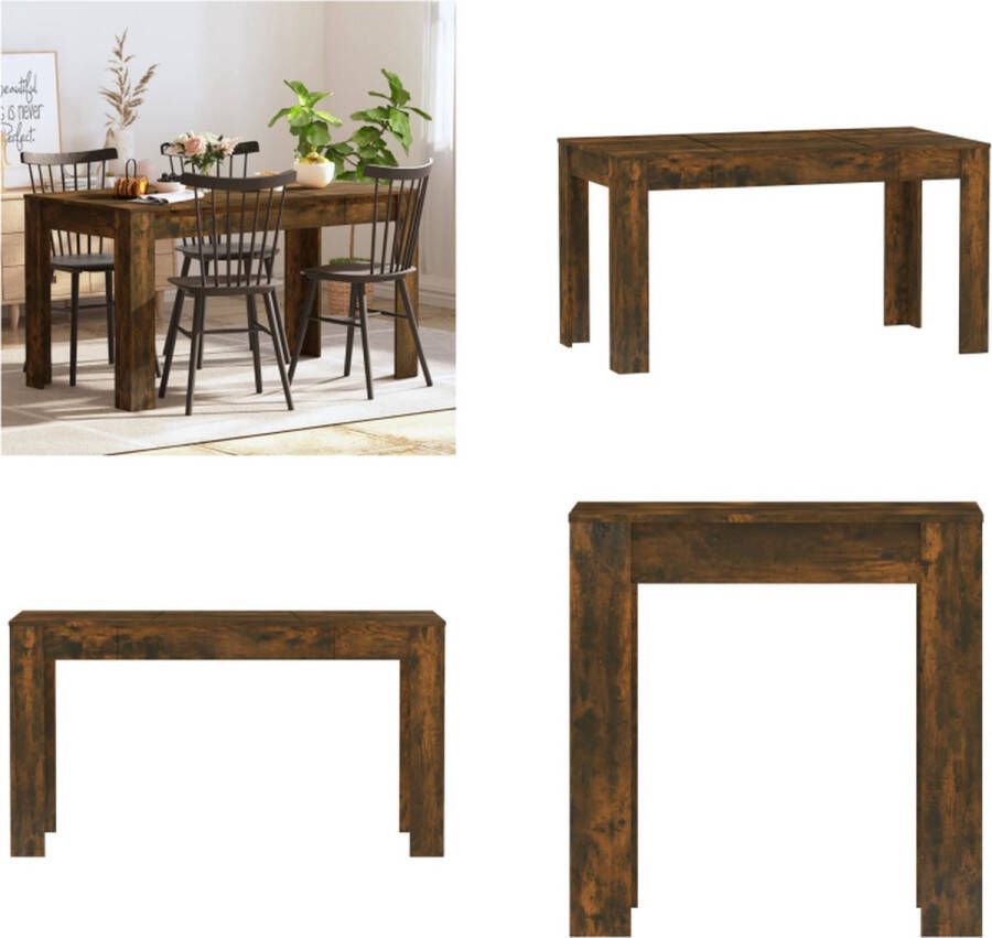 VidaXL Eettafel 140x74 5x76 cm bewerkt hout gerookt eikenkleurig Eettafel Eettafels Eetkamertafel Keukentafel
