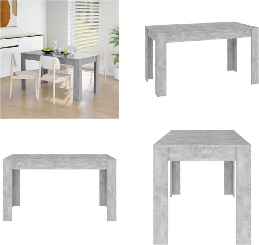 VidaXL Eettafel 140x74 5x76 cm spaanplaat betongrijs Eettafel Eettafels Eet Tafel Eet Tafels