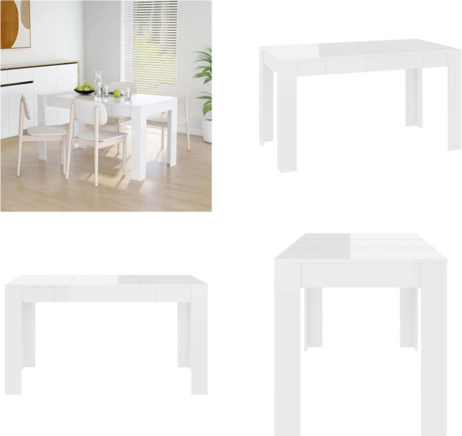 VidaXL Eettafel 140x74 5x76 cm spaanplaat hoogglans wit Eettafel Eettafels Eet Tafel Eet Tafels